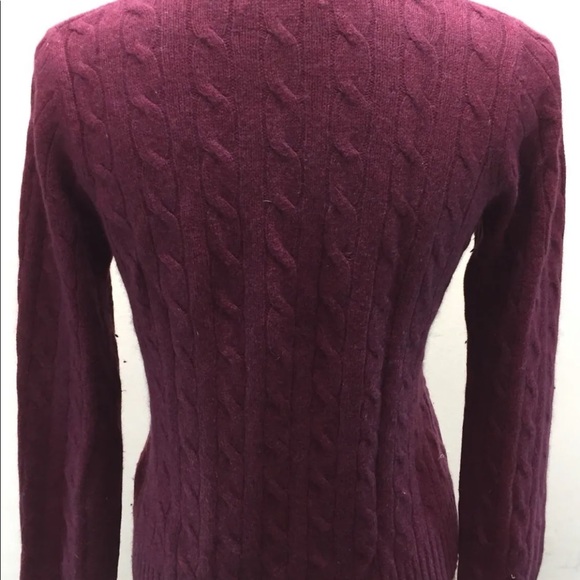 Eddie Bauer Cable Knit Violet Small Cotton Angora L/S  V-Neck Women Sweater - Picture 7 of 11